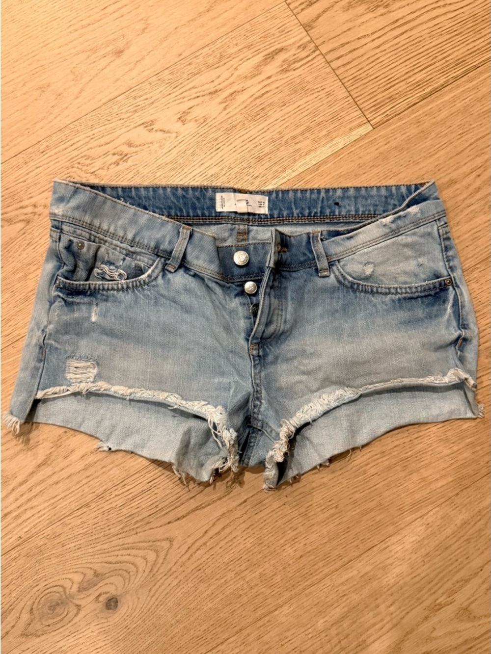 Light Blue Distressed Denim Cutoff Shorts - Women
